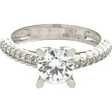 Altınöz Mücevherat Zirkon Kolları Taşlı Klasik Beyaz Altın Yüzük