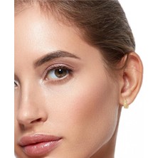 Altınöz Mücevherat Dardan Ene Yüzeyi Tırtıklı Küçük Halka Altın Küpe