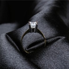 Altınöz Mücevherat Zirkon Taşlı Tektaş Çift Renkli Altın Yüzük