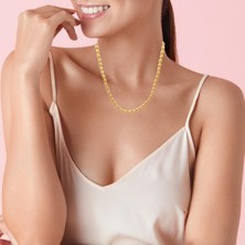 Altınöz Mücevherat Sıralı Pirinç Tanesi Tarzı Şık Sarı Kolye