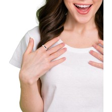 Altınöz Mücevherat Mineli Her Parmağa Uygun Beyaz Altın Yüzük