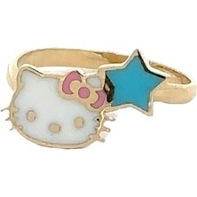 Altınöz Mücevherat Mine Hello Kitty ve Yıldız Detaylı Altın Çocuk Yüzük