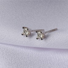 Altınöz Mücevherat Pırlanta Tektaş Beyaz Altın Küpe