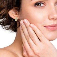 Altınöz Mücevherat Zirkon Taş Oval Formlu Klipsli Altın Küpe