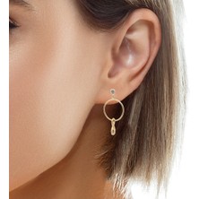 Altınöz Mücevherat Sallantılı Halka Ucunda Sonsuzluk Detaylı Altın Küpe