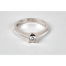 Altınöz Mücevherat Pırlanta Takoz Tırnak Klasik Tektaş Beyaz Altın Yüzük