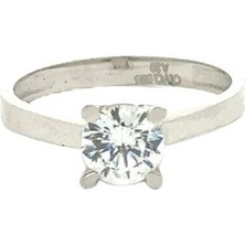 Altınöz Mücevherat Zirkon Klasik Tektaş Beyaz Altın Yüzük