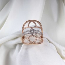 Altınöz Mücevherat Zirkon Taşlı Tasarım Çift Renkli Altın Yüzük