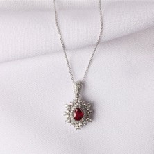 Altınöz Mücevherat Pırlanta Yakut Taşlı Beyaz Altın Kolye