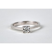 Altınöz Mücevherat Pırlanta Takoz Tırnak Klasik Tektaş Beyaz Altın Yüzük