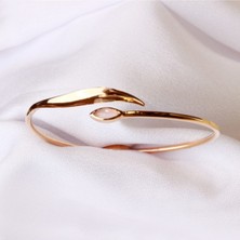 Altınöz Mücevherat Pink Quartz Taşlı Rose Altın Kelepçe Bileklik