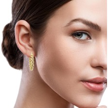 Altınöz Mücevherat Modern Tarz Burgulu Halka Altın Küpe