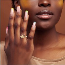 Altınöz Mücevherat Modern Tasarım Mineli Şık Ayarlanabilir Altın Yüzük