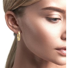 Altınöz Mücevherat Orta Boy Halka Model Altın Küpe