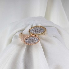 Altınöz Mücevherat Zirkon Taşlı Tasarım Çift Renkli Altın Yüzük