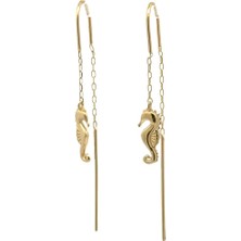 Altınöz Mücevherat Sallantılı Kulağa Geçme Tasarım Altın Küpe