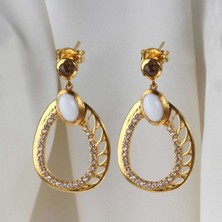 Altınöz Mücevherat Zirkon Taşlı Sallantılı Altın Küpe