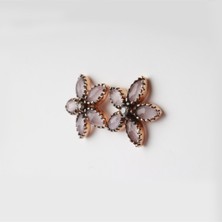 Altınöz Mücevherat Pink Quartz Taşlı Tasarım Rose Küpe