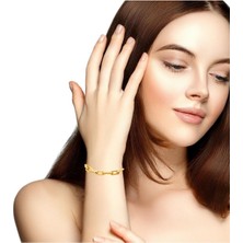 Altınöz Mücevherat Klasik Kalın Ataş Model Unisex Sarı Altın Bileklik