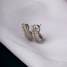 Altınöz Mücevherat Pırlanta Sıra Taşlı Beyaz Altın Küpe