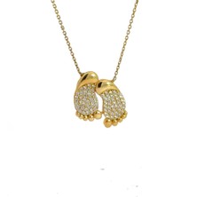 Altınöz Mücevherat Zirkon Taş Döşeli Ayak Figürlü Altın Kolye