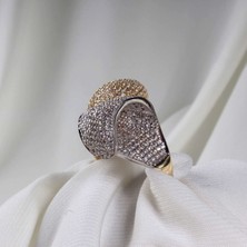 Altınöz Mücevherat Zirkon Taşlı Tasarım Çift Renkli Altın Yüzük