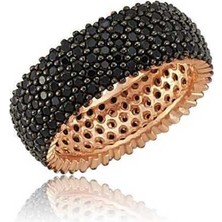 Serra Jewels Gümüş 5 Sıra Siyah Tamtur Bayan Alyans Yüzük