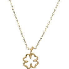 Altınöz Mücevherat Ince Ataş Zincirli Yonca Figürlü Modern Altın Kolye