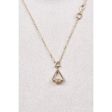 Altınöz Mücevherat Zirkon Taşlı Geometrik Figürlü Altın Kolye