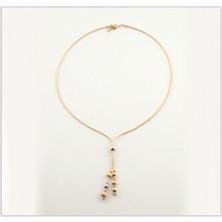 Altınöz Mücevherat Ucu Top Sallantılı Üç Renk Altın Gerdanlık Kolye