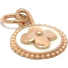 Altınöz Mücevherat Mine Daire Içi Dört Yaprak Motifli Rose Brolog Kolye Ucu