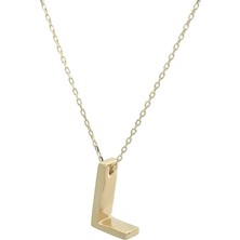 Altınöz Mücevherat Modern Üç Boyutlu L Harfli Altın Kolye