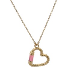 Altınöz Mücevherat Tırtıklı Mine Detaylı Kalp Figürlü Şık Altın Kolye