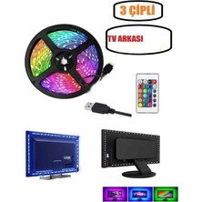 Kumandalı USB Şerit LED Tv Pc Arkası Çok Renkli Rgb Aydınlatma 4 Metre Çok Modlu Görsel Şölen