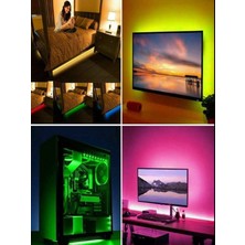 Kumandalı USB Şerit LED Tv Pc Arkası Çok Renkli Rgb Aydınlatma 4 Metre Çok Modlu Görsel Şölen