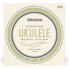 D'Addario EJ53S Soprano Ukulele Teli (Black Nylon)