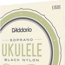 D'Addario EJ53S Soprano Ukulele Teli (Black Nylon)