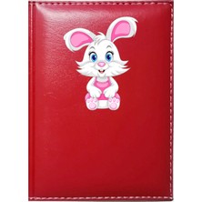 Promosyon Denizi Kişiye Özel  Sevimli Tavşan 1 Görselli Kırmızı Ruhsat Kabı