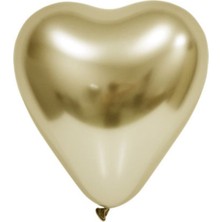 Eğlence Marketi 12 Inç Standart Boy Krom Kalp Balon Gold 50 Adet