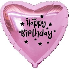 Eğlence Marketi 18 Inç Pembe Renk Taç - Yıldız Figürlü Baby Shower Temalı Kalp Folyo Balon