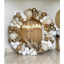 Eğlence Marketi Krom Gold Karamel ve Deniz Kumu Beyaz Balon Zinciri 100 Adet