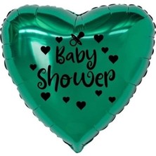Eğlence Marketi 18 Inç Yeşil Renk Kalp - Emzik Figürlü Baby Shower Temalı Kalp Folyo Balon