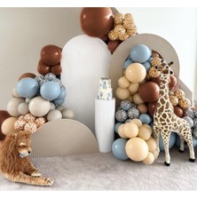 Eğlence Marketi Retro Fırtına Mavisi Karamel Kahve Safari Temalı Balon Seti 100 Adet