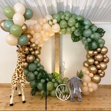 Eğlence Marketi Krom Gold Pastel Kış Yeşili Okaliptus ve Ten Rengi Balon Zinciri 50 Adet