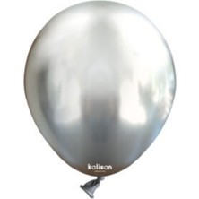 Eğlence Marketi 5 Inç Küçük Boy Krom Balon 10 Adet Gümüş
