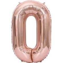 Eğlence Marketi 34'' 80 cm Rose Gold Bronze Folyo Rakam Balon 0