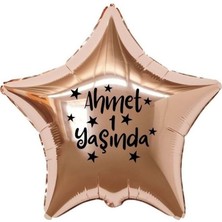 Eğlence Marketi 18 Inç Rose Gold Renk Kişiye Özel Yaşında Yazılı Yıldız Figürlü Yıldız Folyo Balon