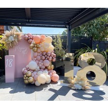 Eğlence Marketi Krom Gold Rose Gold Pink Blush ve Retro Beyaz Balon Zinciri 100 Adet