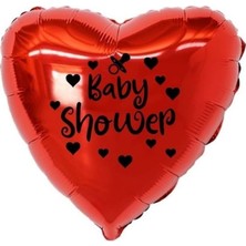 Eğlence Marketi 18 Inç Kırmızı Renk Kalp - Emzik Figürlü Baby Shower Temalı Kalp Folyo Balon