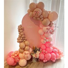 Eğlence Marketi Makaron Pembe Pink Blush ve Somon Balon Zinciri 100 Adet
